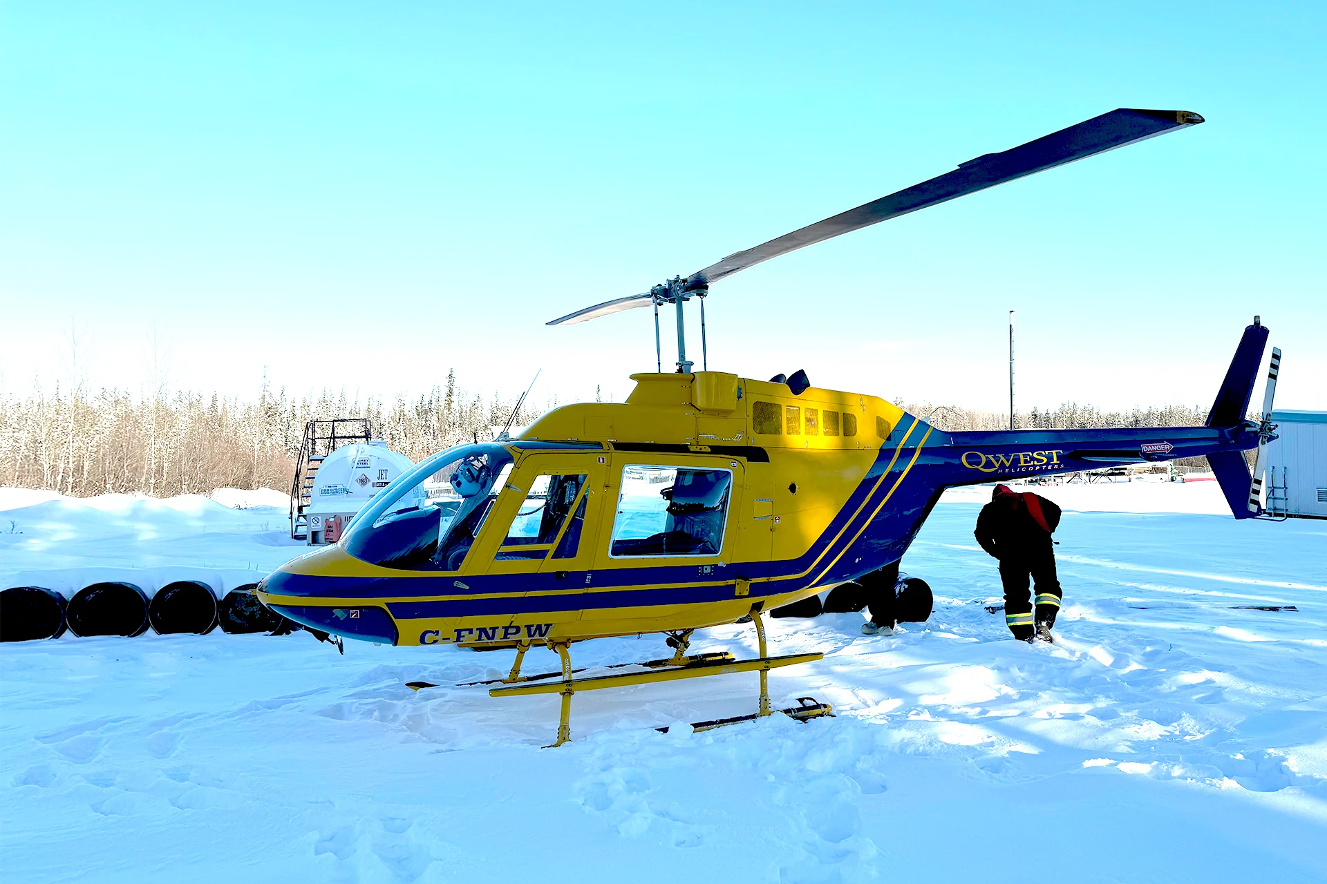 helicopter in winter